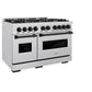 ZLINE Autograph Edition 48 in. 6.7 cu. ft. Classic Double Oven Dual Fuel Range with 8 Burner Gas Cooktop in Satin Stainless Steel and Matte Black Accents, Open Box-Great Condition