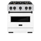 ZLINE Autograph Edition 30 in. 4.2 cu. ft. Classic Dual Fuel Range with 4 Burner Gas Cooktop and Electric Convection Oven in Satin Stainless Steel with White Matte Door and Matte Black Accents, Open Box-Good Condition