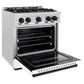 ZLINE Autograph Edition 30 in. 4.2 cu. ft. Classic Dual Fuel Range with 4 Burner Gas Cooktop and Electric Convection Oven in Satin Stainless Steel with White Matte Door and Matte Black Accents, Open Box-Good Condition
