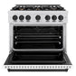 ZLINE Autograph Edition 36 in. 5.2 cu. ft. Classic Dual Fuel Range with 6 Burner Gas Cooktop and Electric Convection Oven in Satin Stainless Steel with White Matte Door and Matte Black Accents, Open Box-Good Condition