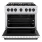 ZLINE Autograph Edition 36 in. 5.2 cu. ft. Classic Dual Fuel Range with 6 Burner Gas Cooktop and Electric Convection Oven in Satin Stainless Steel with White Matte Door and Matte Black Accents, Open Box-Great Condition