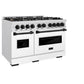ZLINE Autograph Edition 48 in. 6.7 cu. ft. Classic Double Oven Dual Fuel Range with 8 Burner Gas Cooktop in Satin Stainless Steel with White Matte Doors and Matte Black Accents, Open Box-Great Condition