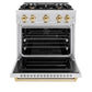 ZLINE Autograph Edition 30 in. 4.2 cu. ft. Classic Dual Fuel Range with 4 Burner Gas Cooktop and Electric Convection Oven in Satin Stainless Steel with Polished Gold Accents, Open Box-Good Condition