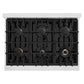 ZLINE Autograph Edition 36 in. 5.2 cu. ft. Classic Dual Fuel Range with 6 Burner Gas Cooktop and Electric Convection Oven in Satin Stainless Steel with Polished Gold Accents, Open Box-Great Condition