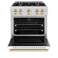 ZLINE Autograph Edition 30 in. 4.2 cu. ft. Classic Dual Fuel Range with 4 Burner Gas Cooktop and Electric Convection Oven in Satin Stainless Steel with White Matte Door and Polished Gold Accents, Open Box-Good Condition