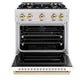 ZLINE Autograph Edition 30 in. 4.2 cu. ft. Classic Dual Fuel Range with 4 Burner Gas Cooktop and Electric Convection Oven in Satin Stainless Steel with White Matte Door and Polished Gold Accents, Open Box-Great Condition