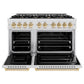 ZLINE Autograph Edition 48 in. 6.7 cu. ft. Classic Double Oven Dual Fuel Range with 8 Burner Gas Cooktop in Satin Stainless Steel and Polished Gold Accents, Open Box-Good Condition