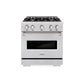 ZLINE 30 in. 4.2 cu. ft. Classic Gas Range with 4 Burner Cooktop and Convection Gas Oven in Satin Stainless Steel (CGRS-30) front.