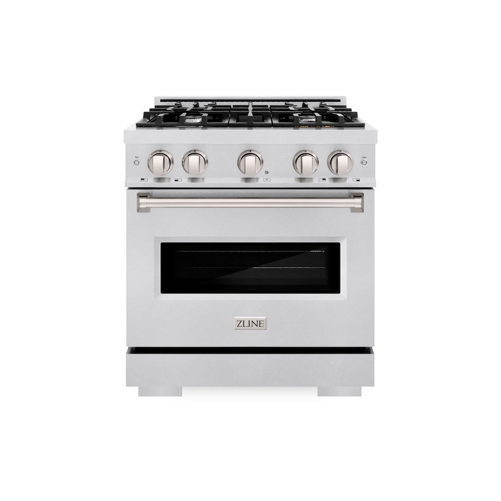 ZLINE 30 in. 4.2 cu. ft. Classic Gas Range with 4 Burner Cooktop and Convection Gas Oven in Satin Stainless Steel, Open Box-Great Condition