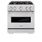 ZLINE 30 in. 4.2 cu. ft. Classic Gas Range with 4 Burner Cooktop and Convection Gas Oven in Satin Stainless Steel (CGRS-30) front.