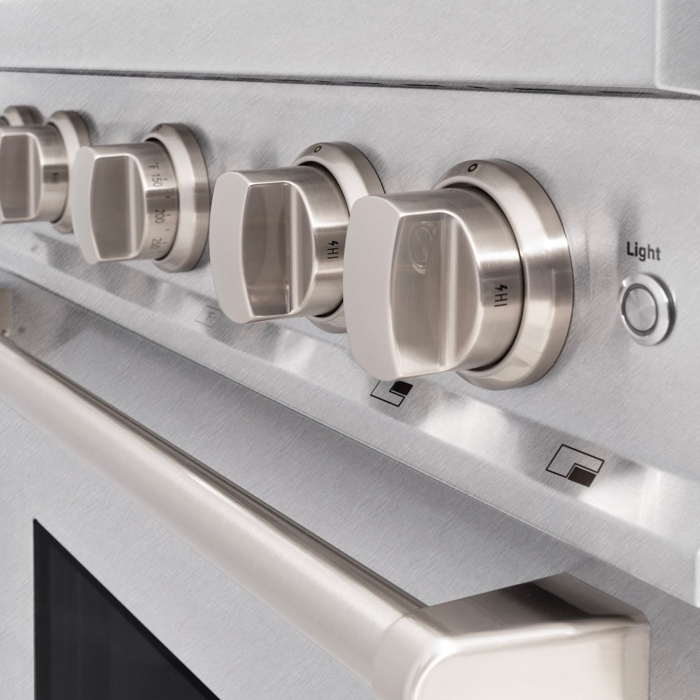 ZLINE 30 in. 4.2 cu. ft. Classic Gas Range with 4 Burner Cooktop and Convection Gas Oven in Satin Stainless Steel, Open Box-Good Condition