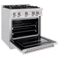 ZLINE 30 in. 4.2 cu. ft. Classic Gas Range with 4 Burner Cooktop and Convection Gas Oven in Satin Stainless Steel, Open Box-Good Condition