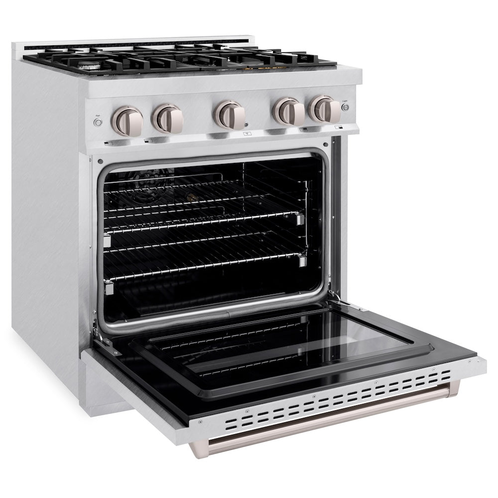 ZLINE 30 in. 4.2 cu. ft. Classic Gas Range with 4 Burner Cooktop and Convection Gas Oven in Satin Stainless Steel, Open Box-Good Condition