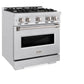 ZLINE 30 in. 4.2 cu. ft. Classic Gas Range with 4 Burner Cooktop and Convection Gas Oven in Satin Stainless Steel, Open Box-Great Condition