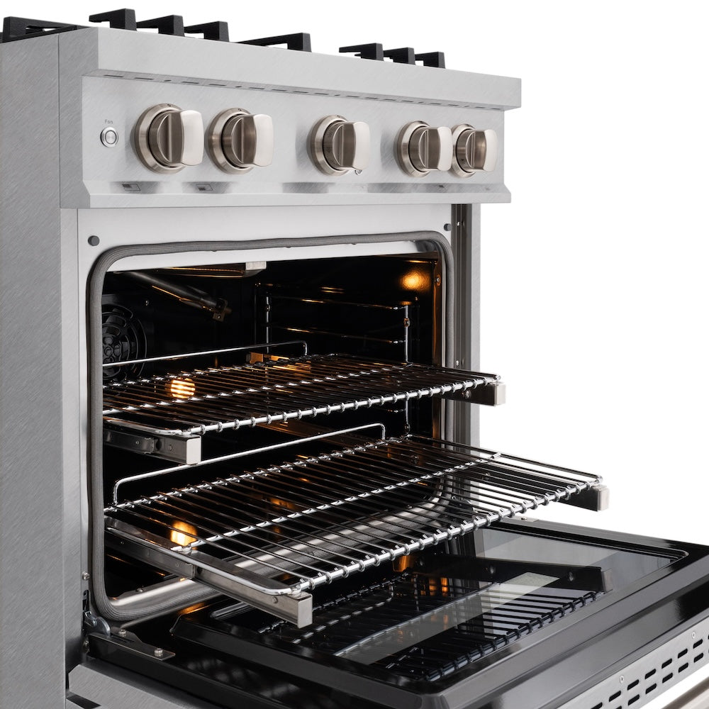 ZLINE 30 in. 4.2 cu. ft. Classic Gas Range with 4 Burner Cooktop and Convection Gas Oven in Satin Stainless Steel, Open Box-Good Condition