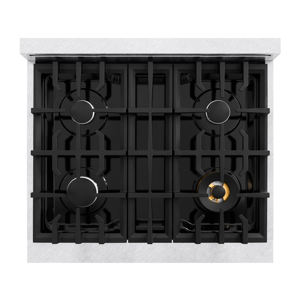 ZLINE 30 in. 4.2 cu. ft. Classic Gas Range with 4 Burner Cooktop and Convection Gas Oven in Satin Stainless Steel, Open Box-Good Condition