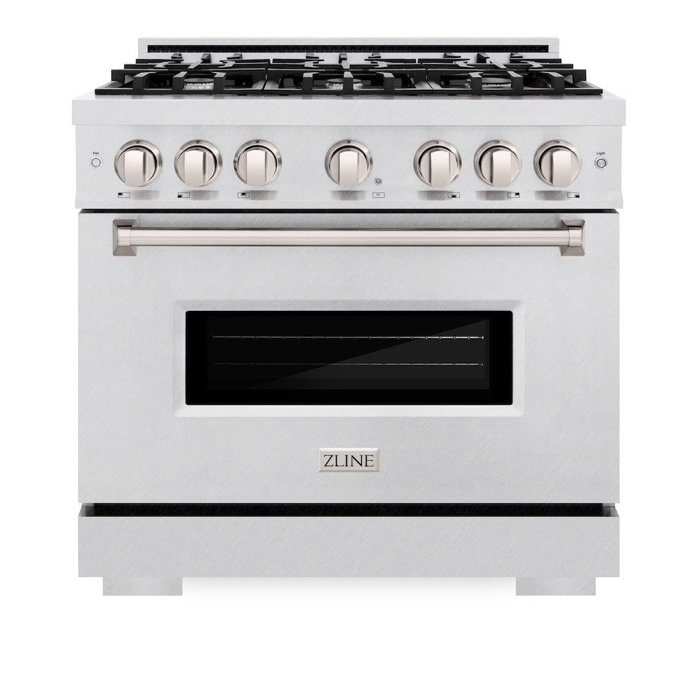 ZLINE 36 in. 5.2 cu. ft. Classic Gas Range with 6 Burner Cooktop and Convection Gas Oven in Satin Stainless Steel, Open Box-Good Condition
