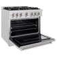 ZLINE 36 in. 5.2 cu. ft. Classic Gas Range with 6 Burner Cooktop and Convection Gas Oven in Satin Stainless Steel, Open Box-Good Condition