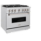 ZLINE 36 in. 5.2 cu. ft. Classic Gas Range with 6 Burner Cooktop and Convection Gas Oven in Satin Stainless Steel, Open Box-Great Condition