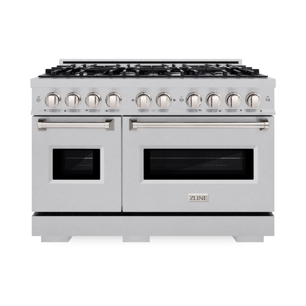 ZLINE 48 in. 6.7 cu. ft. Classic Double Oven Gas Range with 8 Burner Cooktop in Satin Stainless Steel, Open Box-Good Condition