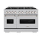 ZLINE 48 in. 6.7 cu. ft. Classic Double Oven Gas Range with 8 Burner Cooktop in Satin Stainless Steel (CGRS-48) front.