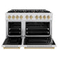 ZLINE Autograph Edition 48 in. 6.7 cu. ft. Classic Double Oven Gas Range with 8 Burner Cooktop in Satin Stainless Steel and Champagne Bronze Accents, Open Box-Great Condition