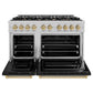 ZLINE Autograph Edition 48 in. 6.7 cu. ft. Classic Double Oven Gas Range with 8 Burner Cooktop in Satin Stainless Steel with Black Matte Doors and Champagne Bronze Accents, Open Box-Great Condition