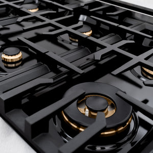 ZLINE Autograph Edition 48 in. 6.7 cu. ft. Classic Double Oven Gas Range with 8 Burner Cooktop in Satin Stainless Steel with White Matte Doors and Champagne Bronze Accents (CGRSZ-WM-48-CB) burner spread and grates.