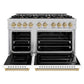 ZLINE Autograph Edition 48 in. 6.7 cu. ft. Classic Double Oven Gas Range with 8 Burner Cooktop in Satin Stainless Steel with White Matte Doors and Champagne Bronze Accents, Open Box-Good Condition