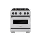 ZLINE Autograph Edition 30 in. 4.2 cu. ft. Classic Gas Range with 4 Burner Cooktop and Convection Gas Oven in Satin Stainless Steel and Matte Black Accents, Open Box-Great Condition