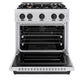 ZLINE Autograph Edition 30 in. 4.2 cu. ft. Classic Gas Range with 4 Burner Cooktop and Convection Gas Oven in Satin Stainless Steel and Matte Black Accents, Open Box-Great Condition