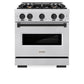 ZLINE Autograph Edition 30 in. 4.2 cu. ft. Classic Gas Range with 4 Burner Cooktop and Convection Gas Oven in Satin Stainless Steel and Matte Black Accents, Open Box-Great Condition
