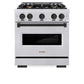ZLINE Autograph Edition 30 in. 4.2 cu. ft. Classic Gas Range with 4 Burner Cooktop and Convection Gas Oven in Satin Stainless Steel and Matte Black Accents, Open Box-Good Condition