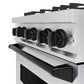 ZLINE Autograph Edition 30 in. 4.2 cu. ft. Classic Gas Range with 4 Burner Cooktop and Convection Gas Oven in Satin Stainless Steel and Matte Black Accents, Open Box-Good Condition
