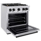 ZLINE Autograph Edition 30 in. 4.2 cu. ft. Classic Gas Range with 4 Burner Cooktop and Convection Gas Oven in Satin Stainless Steel and Matte Black Accents, Open Box-Good Condition