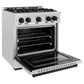 ZLINE Autograph Edition 30 in. 4.2 cu. ft. Classic Gas Range with 4 Burner Cooktop and Convection Gas Oven in Satin Stainless Steel and Matte Black Accents, Open Box-Great Condition