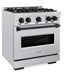 ZLINE Autograph Edition 30 in. 4.2 cu. ft. Classic Gas Range with 4 Burner Cooktop and Convection Gas Oven in Satin Stainless Steel and Matte Black Accents, Open Box-Good Condition