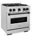 ZLINE Autograph Edition 30 in. 4.2 cu. ft. Classic Gas Range with 4 Burner Cooktop and Convection Gas Oven in Satin Stainless Steel and Matte Black Accents, Open Box-Great Condition