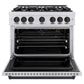 ZLINE Autograph Edition 36 in. 5.2 cu. ft. Classic Gas Range with 6 Burner Cooktop and Convection Gas Oven in Satin Stainless Steel and Matte Black Accents, Open Box-Good Condition