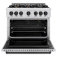 ZLINE Autograph Edition 36 in. 5.2 cu. ft. Classic Gas Range with 6 Burner Cooktop and Convection Gas Oven in Satin Stainless Steel and Matte Black Accents, Open Box-Great Condition