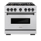ZLINE Autograph Edition 36 in. 5.2 cu. ft. Classic Gas Range with 6 Burner Cooktop and Convection Gas Oven in Satin Stainless Steel and Matte Black Accents (CGRSZ-36-MB) front.