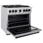 ZLINE Autograph Edition 36 in. 5.2 cu. ft. Classic Gas Range with 6 Burner Cooktop and Convection Gas Oven in Satin Stainless Steel and Matte Black Accents, Open Box-Good Condition