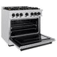 ZLINE Autograph Edition 36 in. 5.2 cu. ft. Classic Gas Range with 6 Burner Cooktop and Convection Gas Oven in Satin Stainless Steel and Matte Black Accents, Open Box-Great Condition
