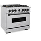 ZLINE Autograph Edition 36 in. 5.2 cu. ft. Classic Gas Range with 6 Burner Cooktop and Convection Gas Oven in Satin Stainless Steel and Matte Black Accents, Open Box-Great Condition