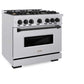 ZLINE Autograph Edition 36 in. 5.2 cu. ft. Classic Gas Range with 6 Burner Cooktop and Convection Gas Oven in Satin Stainless Steel and Matte Black Accents, Open Box-Good Condition