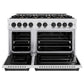 ZLINE Autograph Edition 48 in. 6.7 cu. ft. Classic Double Oven Gas Range with 8 Burner Cooktop in Satin Stainless Steel and Matte Black Accents, Open Box-Good Condition