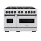 ZLINE Autograph Edition 48 in. 6.7 cu. ft. Classic Double Oven Gas Range with 8 Burner Cooktop in Satin Stainless Steel and Matte Black Accents, Open Box-Good Condition