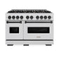 ZLINE Autograph Edition 48 in. 6.7 cu. ft. Classic Double Oven Gas Range with 8 Burner Cooktop in Satin Stainless Steel and Matte Black Accents, Open Box-Great Condition
