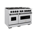 ZLINE Autograph Edition 48 in. 6.7 cu. ft. Classic Double Oven Gas Range with 8 Burner Cooktop in Satin Stainless Steel and Matte Black Accents, Open Box-Great Condition