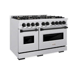 ZLINE Autograph Edition 48 in. 6.7 cu. ft. Classic Double Oven Gas Range with 8 Burner Cooktop in Satin Stainless Steel and Matte Black Accents, Open Box-Good Condition